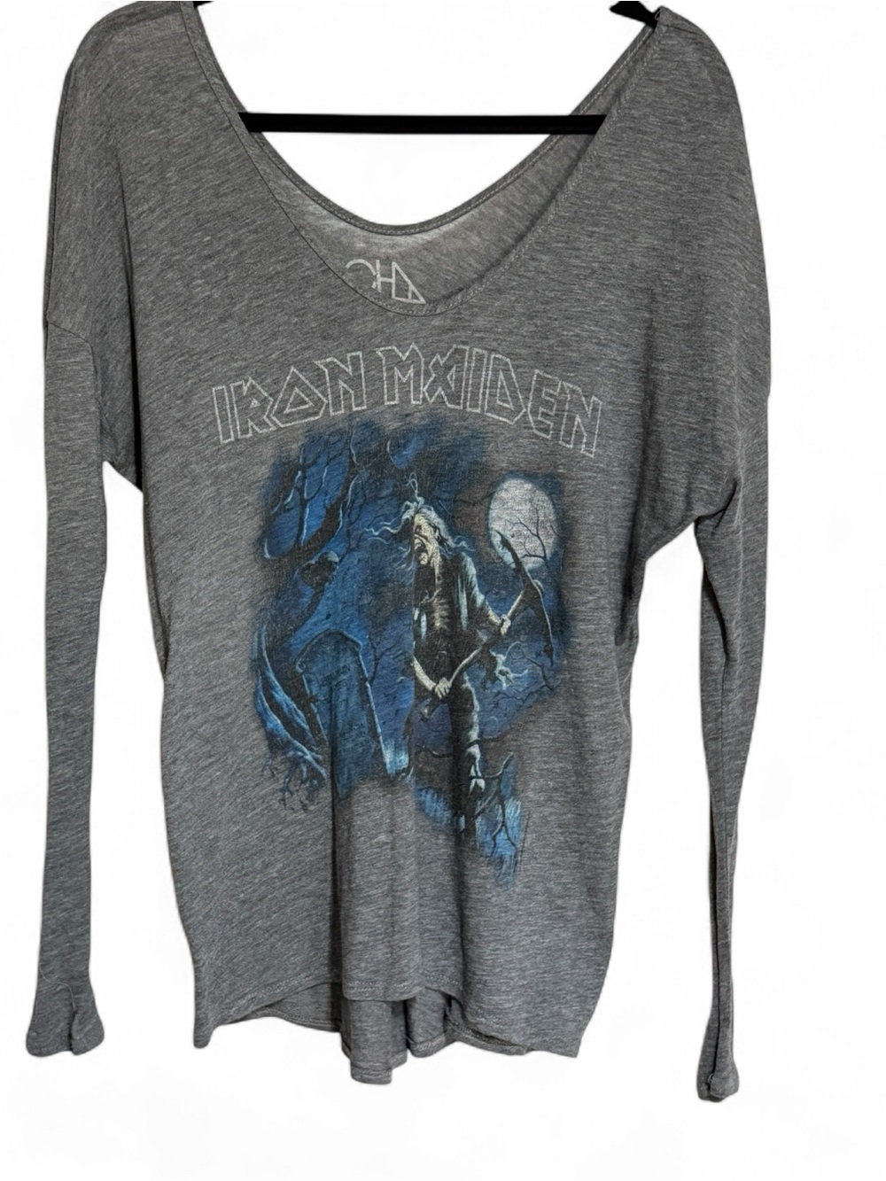 Chaser Women's Gray Iron Maiden Graphic Long-Sleeve Tee